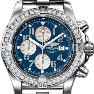 Breitling Super Avenger watch 3.2 carats diamond bezel   blue dial with numbers Watches