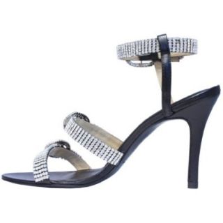 MS Shoe Designs Oprah Evening Crystal Black Sandal Shoes