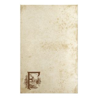 Antique Stained Letter F Blank Stationery Paper