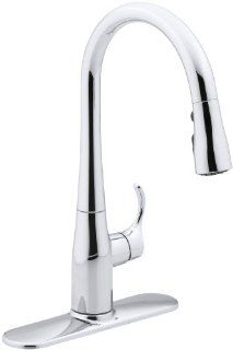 Kohler K597CP Simplice Single Handle Pull Down Sprayer Kitchen Faucet, Polished Chrome   Touch On Kitchen Sink Faucets  