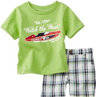 Carters Baby Boys Infant Turbo Racing Boat Graphic T Shirt With Plaid Shorts, Green, 12 Months Infant And Toddler Clothing Sets Clothing