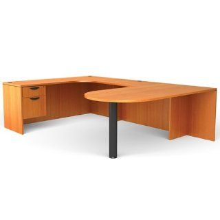 U Shaped D Island Desk, Credenza, File, 29 1/2"H x 71"W x 106 1/2"L, American Cherry  Office Desks 