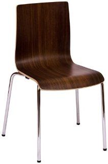 BFM Seating JA601CH WA Rita Stackable Side Chair with Walnut Laminate Seat and Chrome Frame, Walnut