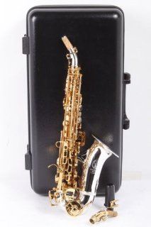 International Woodwind Model 601 Curved Soprano Saxophone Silver Plated Bell and Body with Gold Plated Keys Musical Instruments