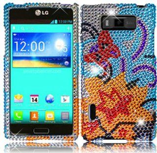 LG Optimus Showtime L86C Straight Talk / Net 10 Yellow Flowers Hard Full Diamond Case Cover Faceplate Protector with Free Gift Reliable Accessory Pen Cell Phones & Accessories
