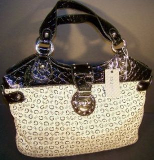GUESS HANDBAGS, Guess PISA SIGNS LARGE TOTE Satchel w/ Studs (Black / Gray) Clothing
