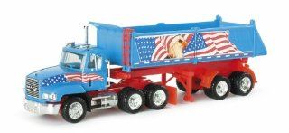 Herpa Truck Mack CH 603 and Dump Trailer USA Flag Model Toys & Games