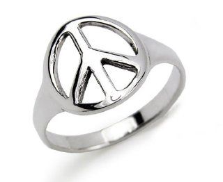 Sterling Silver Peace Sign Ring Bands Jewelry