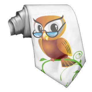 Wise owl with glasses neck tie