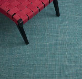 Chilewich Mini Basketweave Floormat 23" X 36" Turquoise   Color Bound Rugs