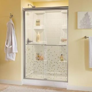 Delta Simplicity 47 3/8 in. x 70 in. Sliding Bypass Shower Door in Brushed Nickel with Frameless Mozaic Glass 159256