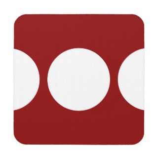 White Circles on Red Drink Coasters