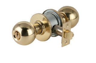 Schlage A79PD 605 Bright Brass Communicating Lock with blank plate Orbit Handle   Door Handles  