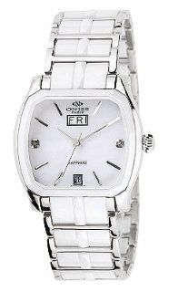 Oniss Women's Swiss SS & Ceramic Sapphire Day Date Watch ON605 L White Watches