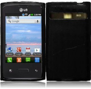 Black Soft Skin TPU Gel Case Cover For LG Optimus Logic L35g / Dynamic L38c Cell Phones & Accessories