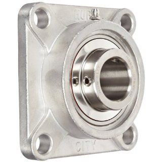 Hub City FB250STWX1 1/4 Flange Block Mounted Bearing, 4 Bolt, Normal Duty, Relube, Setscrew Locking Collar, Wide Inner Race, Stainless Housing, Stainless Insert, 1 1/4" Bore, 1.748" Length Through Bore, 3.622" Mounting Hole Spacing Industri