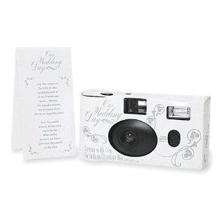 Disposable Wedding Cameras   White with Silver Rose design + Table Cards  Single Use Film Cameras  Camera & Photo
