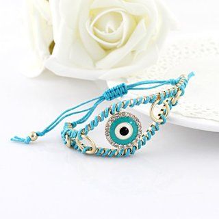 Fashion Jewelry New Design Gold Color Alloy Colorful Enamel Eye Cotton Thread Braided Adjustable Bracelets and Bangles