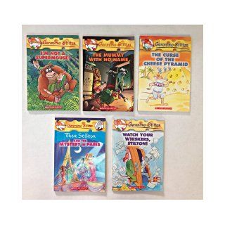 Geronimo Stilton 5 Book Set I'm Not a SuperMouse, The Mummy with No Name, The Curse of the Cheese Pyramid, Thea Stilton and the Mystery in Paris, Watch Your Whiskers, Stilton Geronimo Stilton Books