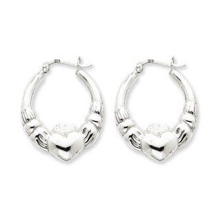 Claddagh Hoop Earrings Sterling Silver 33mm Diameter Jewelry