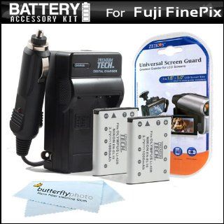 2 Pk Battery + Charger Kit For Fuji Fujifilm FinePix Z900EXR, JX370, Z70, Z90, XP20, XP30, XP10, XP50, Z100, Z110, T400, T350, JZ250 JZ100 JX580 JX550 JX520 JX500 XP60 T550 T560 T500 T510 Camera Includes 2 (1100 Mah) Replacement NP 45A Battery + Charger + 