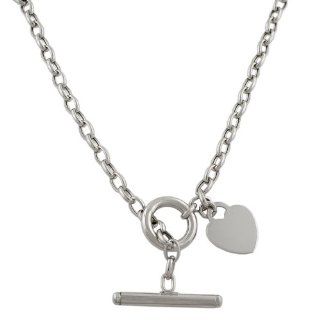 14 Karat White Gold Heart Charm Toggle Necklace (17 inch) Jewelry