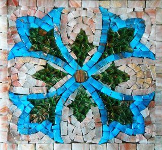 6"x6" Crystal Mosaic Tiles Border Wall Floor Bath Home Decor with Flower Petals in Blue and Green Shades  Other Products  