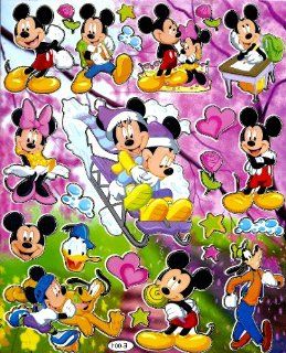 Mickey & Minnie Mouse Winter Snow Sled Disney Sticker Sheet E001 school desk lollipop 