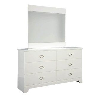 Standard Furniture Meridian Dresser & Mirror W/ Shiny White Top   Bedandbath