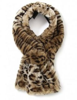 Gebeana Women's Sand Leopard Faux Fur Scarf OS Leopard