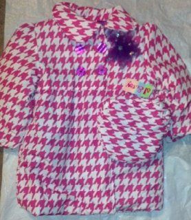 Al & Ray Toddler's Pink Houndstooth Swing Coat and Mushroom Hat Size 4T 