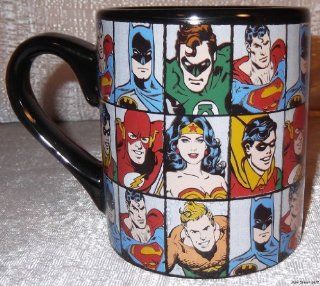 DC Comics SUPER HEROES Character Grid Ceramic 14 oz Coffee MUG  Coffee Cups  