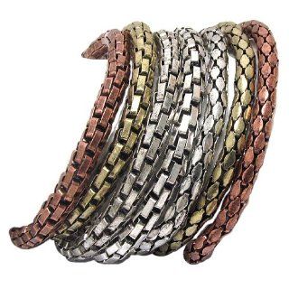 Multi Tone 7 Piece Stackable Snake Chain Bracelet Set Bangle Bracelets Jewelry