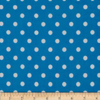 Stretch ITY Jersey Knit Small Dots Bright Turquoise/White Fabric