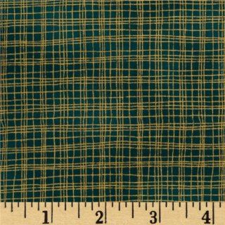 44'' Wide Plaid Metallic Gold/Green Fabric By The Yard