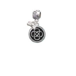 Celtic Knot in Black Circle Paw Print Charm Dangle Bead with Dog Bone Delight & Co. Jewelry