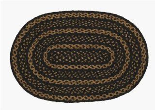 Country Style Black Tan Jute Rug Oval 20x30"   Braided Rugs