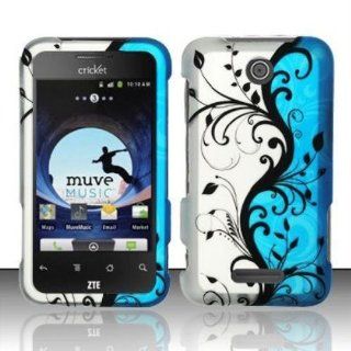 Rubberized Blue Vines Design for ZTE ZTE Score M X500m Cell Phones & Accessories