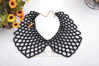 Fashion Black Artificial Pearl Collar Necklace Beaded Necklace Jewelry