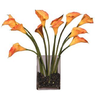 23" Artificial Potted Orange Calla Lily Silk Flower Arrangement   Artificial Plants