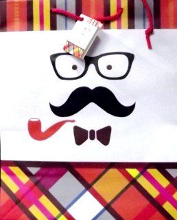 It's a Guy Thing Colorful Mustache and Pipe Gift Bag 