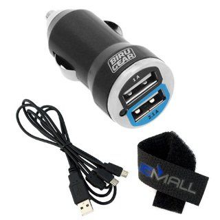 BIRUGEAR Dual Micro USB Splitter Charging Cable + 2 Port USB Car Charger   Ideal for Samsung Galaxy S III SCH I535, Galaxy S III SPH L710, Galaxy S III SGH T999, Galaxy S III SGH I747, Galaxy S III i9300 and Other Smart Phones with * Cable Tie * Electroni