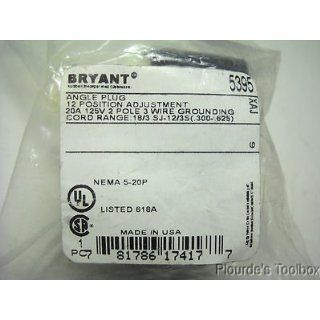 Bryant 5395 20A 125V Adjustable Position Angle Plug, NEMA 5 20P Electronic Sockets