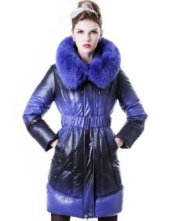Maxchic Women's Fox Fur Trim Two Tone Waterproof Shell Hooded Down Coat D93002S11M