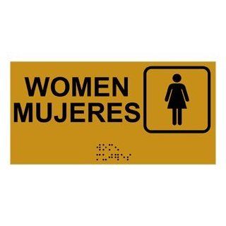 ADA Women With Symbol Braille Sign RSMB 650 SYM BLKonGLD Restrooms  Business And Store Signs 