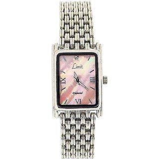 Limit Ladies Pink Mother Of Pearl Rectangular Dial Silver Bracelet Watch 6754 at  Women's Watch store.