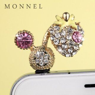 ip651 Cute Crystal Strawberry Fruit Anti Dust Plug Cover Charm for iPhone 3.5mm Cell Phone Cell Phones & Accessories