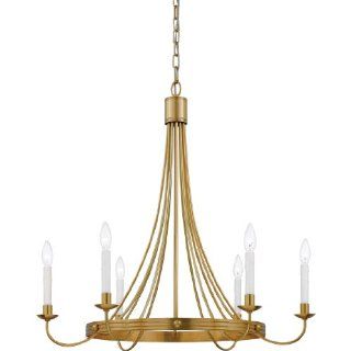 Quoizel LSC5006NR 6 Light Solid Brass Century Chandelier from Illuminations Collection by Laurie Smith, Natural Brass    