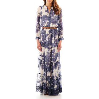 Mng By Mango Long Sleeve Belted Peasant Maxi Dress, Womens