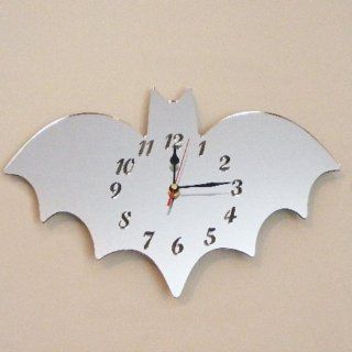 Bat Clock Mirror 40cm x 25cm   Wall Clocks